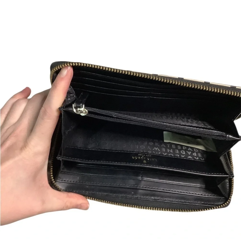Kate Spade Black and Cream Grid Wallet
